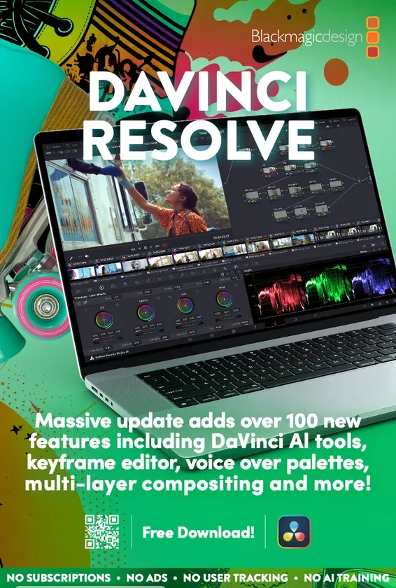 DaVinci ResolveのロゴとUIの一部