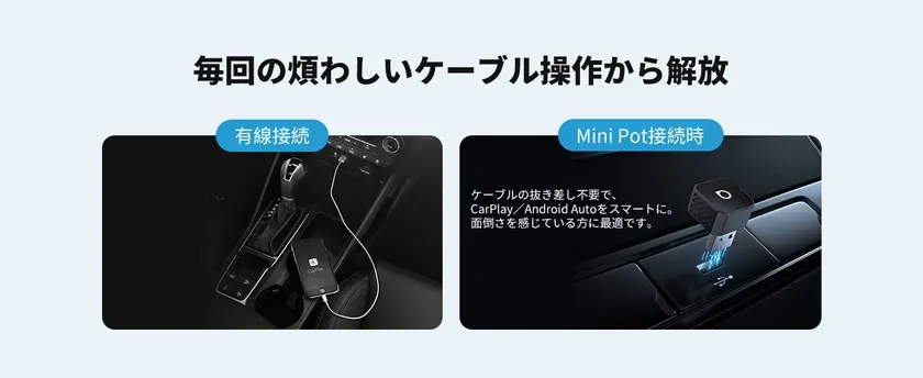 ケーブル操作から解放するMini Potの広告画像