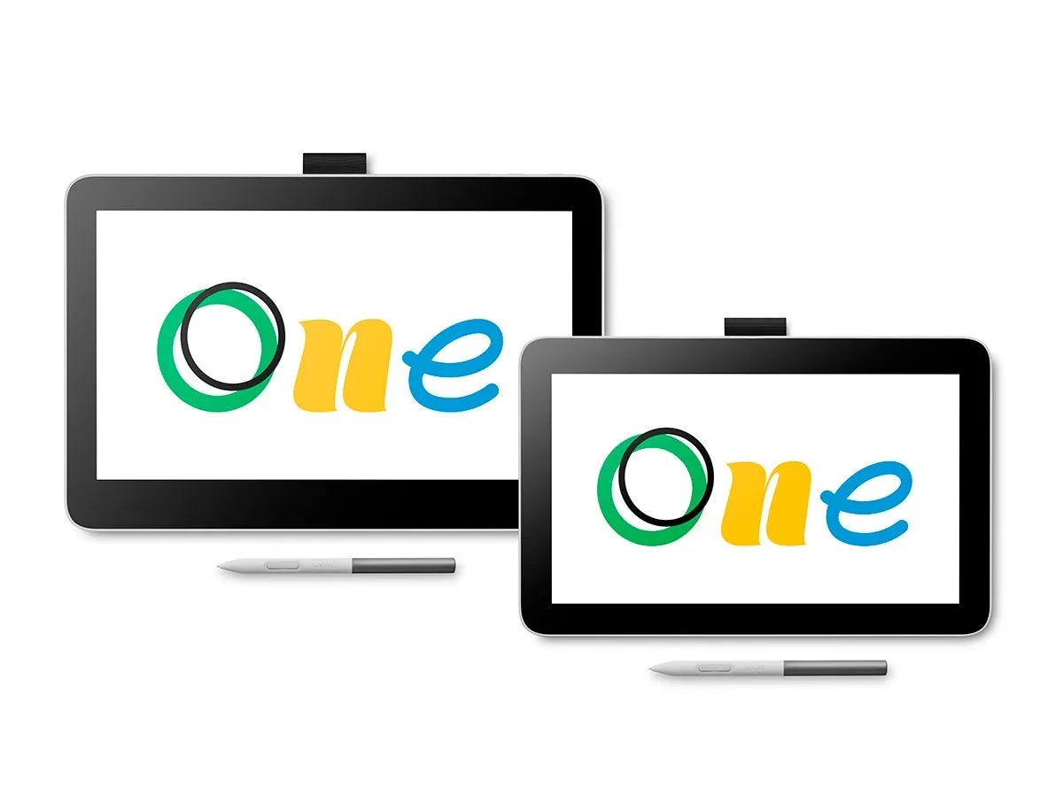 2つのタブレットが描かれた画像。タブレットには「One」のロゴが大きく表示され、ペンも添えられている。