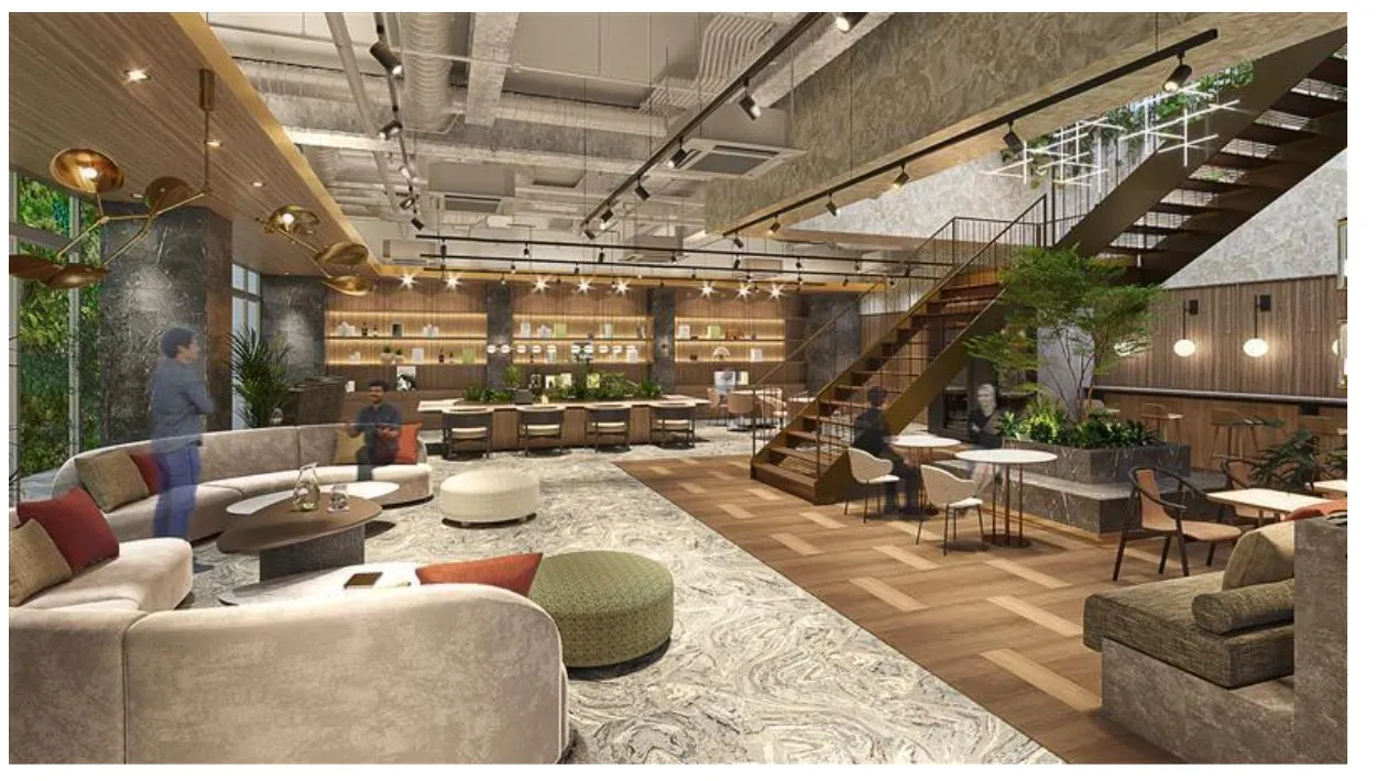 モダンな内装のラウンジスペース