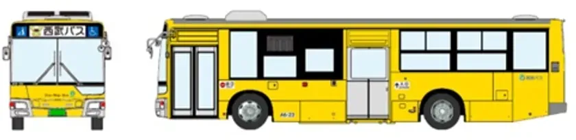 黄色の西武バスのイラスト