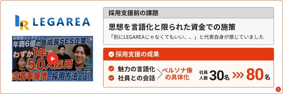 IR LEGAREA お客様インタビュー 年商6億の急成長SES企業 わずか1年で 50人採用 定着率爆増の採用方法とは!?