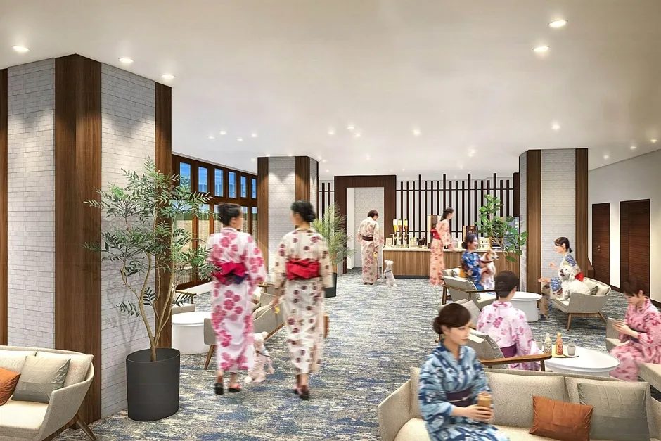 ラウンジでくつろぐ様子