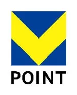 青と黄色のV字型ロゴマーク