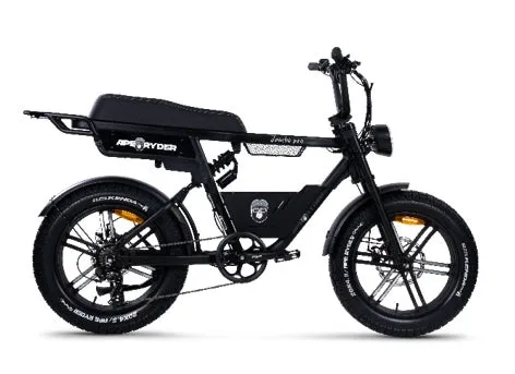 黒い電動自転車の正面画像