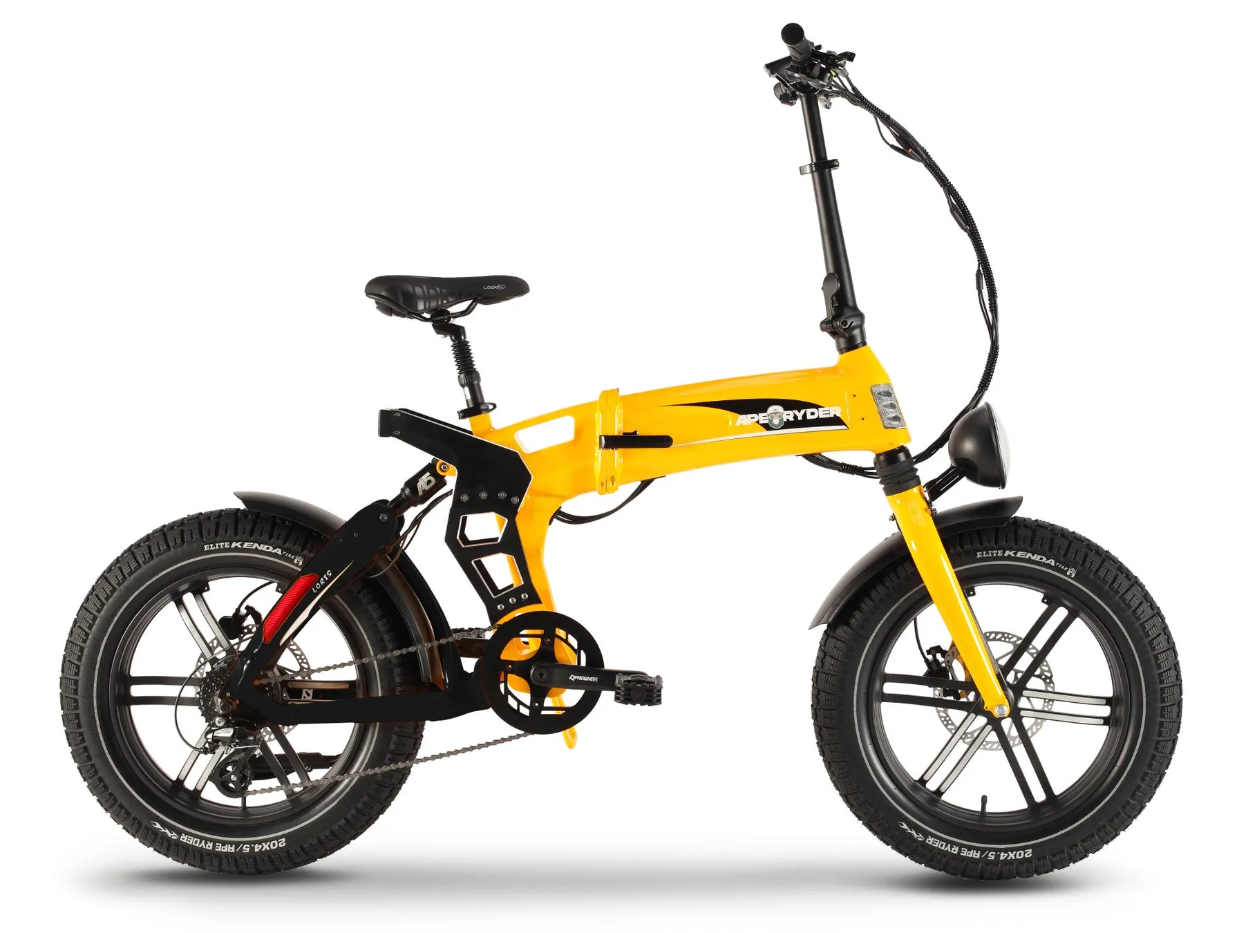 黄色と黒の電動折りたたみ自転車