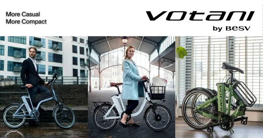 Votaniの電動アシスト自転車の広告画像。