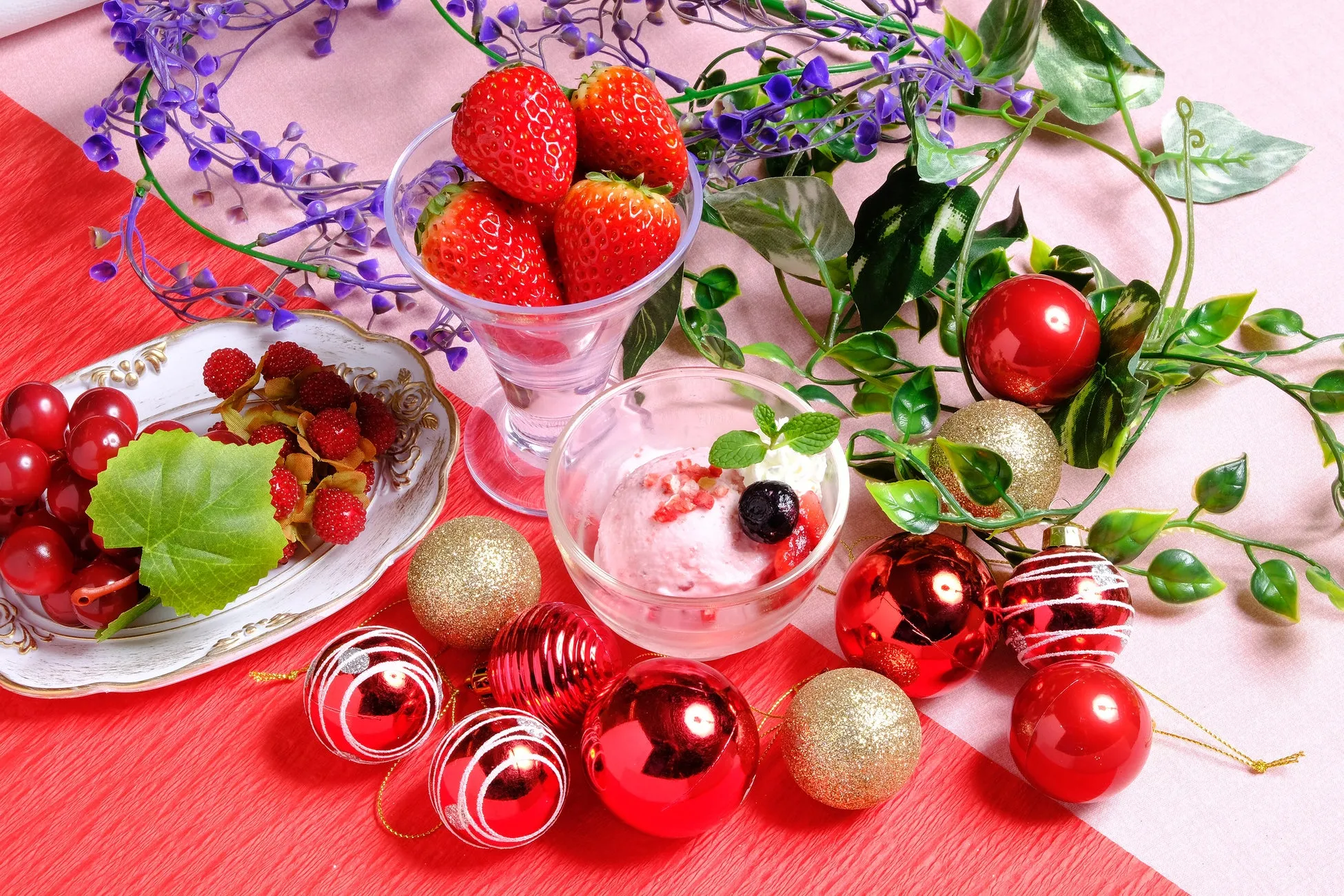 いちご、アイスクリーム