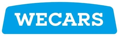 青い背景に白い文字でWECARSと書かれたロゴ。