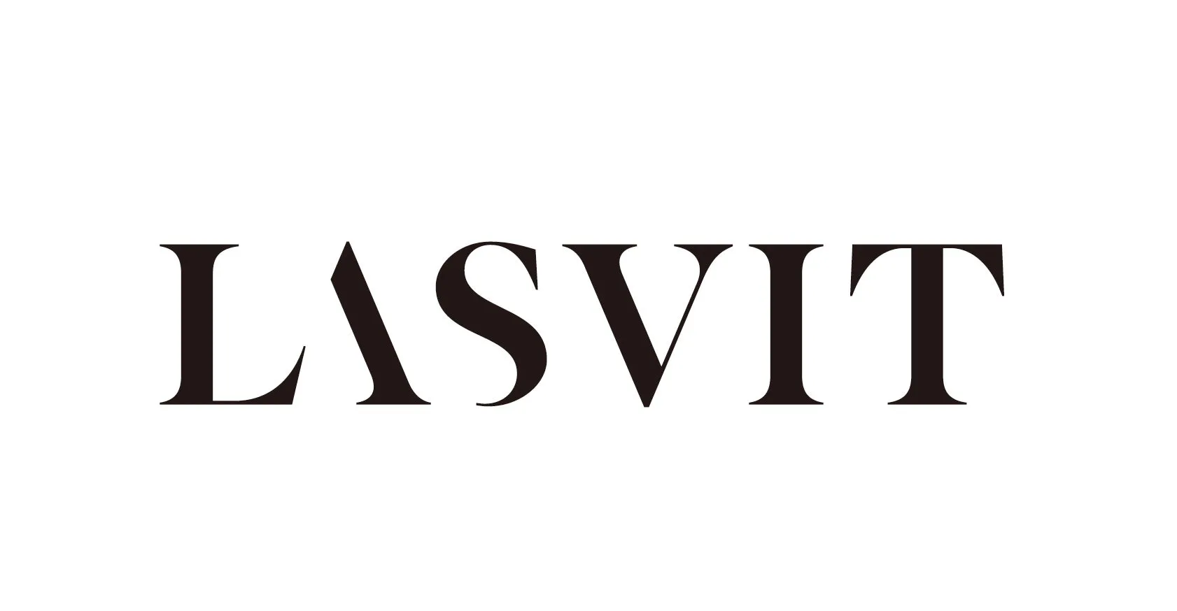 白地に黒色の文字で「LASVIT」と書かれたロゴマーク。