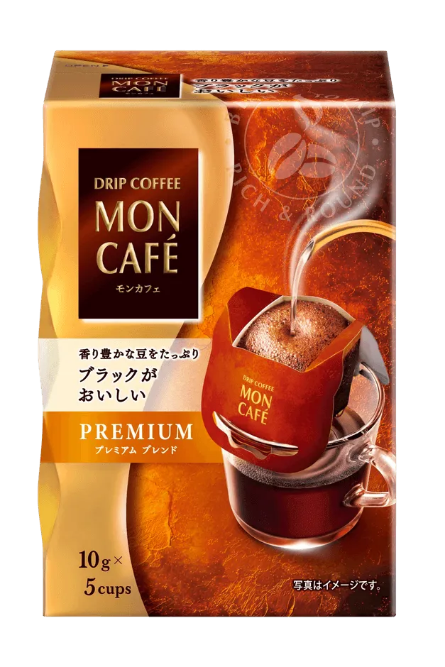 モンカフェのドリップコーヒーのパッケージ。プレミアムブレンド
