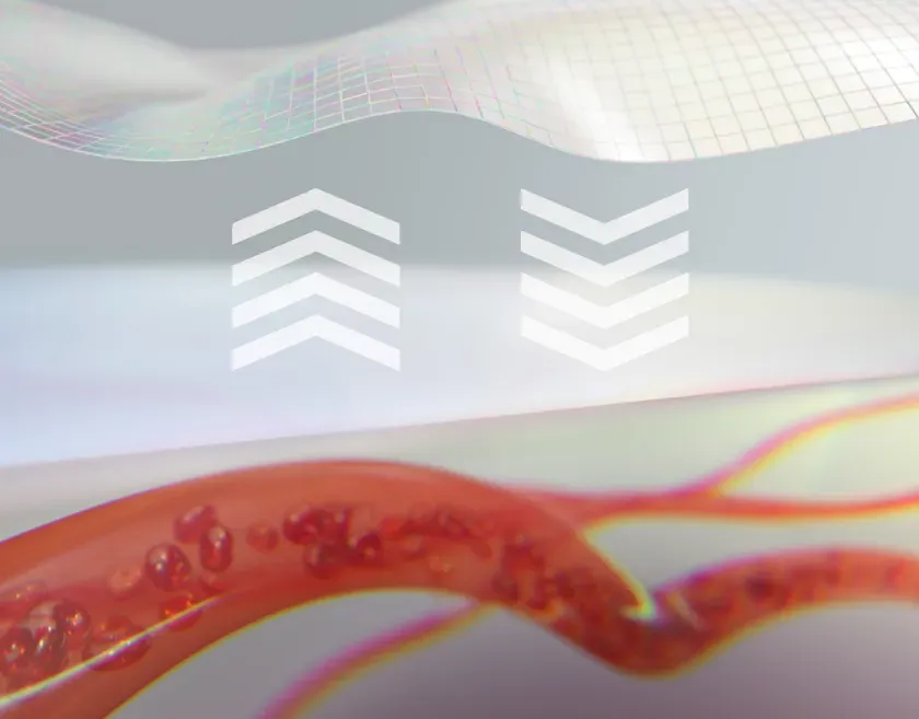 光の屈折と血管のような線