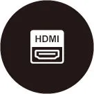 HDMIポートのアイコン画像です。HDMI接続が必要な機器や機能を示す際に使用されます。