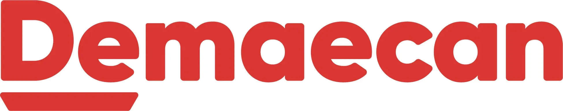 赤色のロゴ。Demaecanというテキストが大きく表示されている。