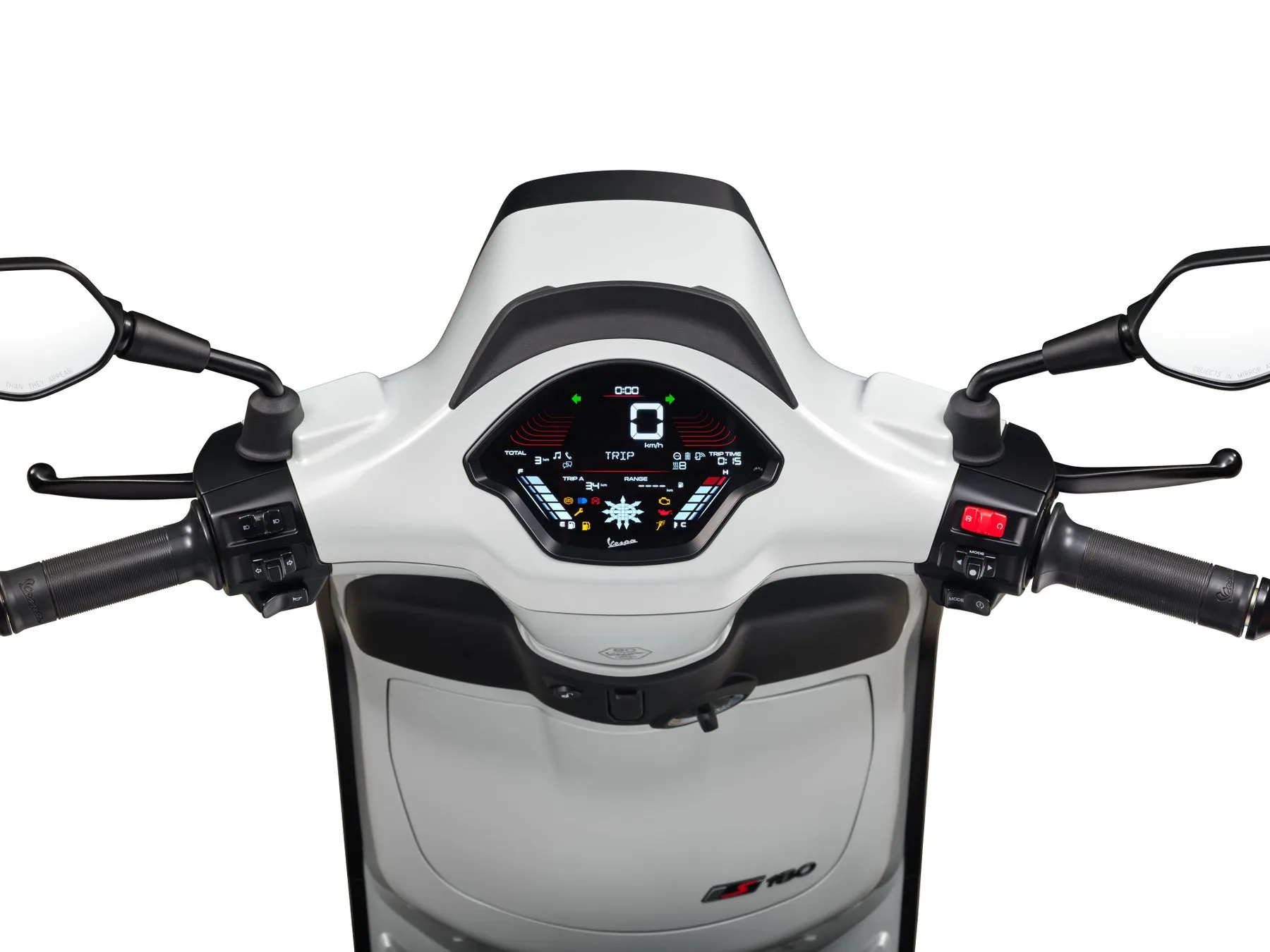 新型ベスパ スプリントSのハンドルとデジタルメーター