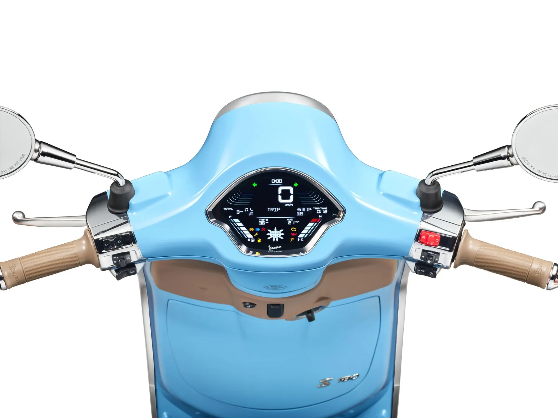 新型ベスパ プリマベーラSのハンドルとデジタルメーター