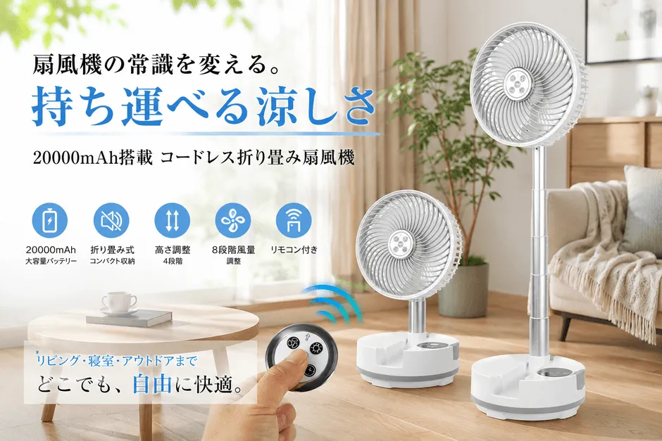SOPPY コードレス折り畳み扇風機
