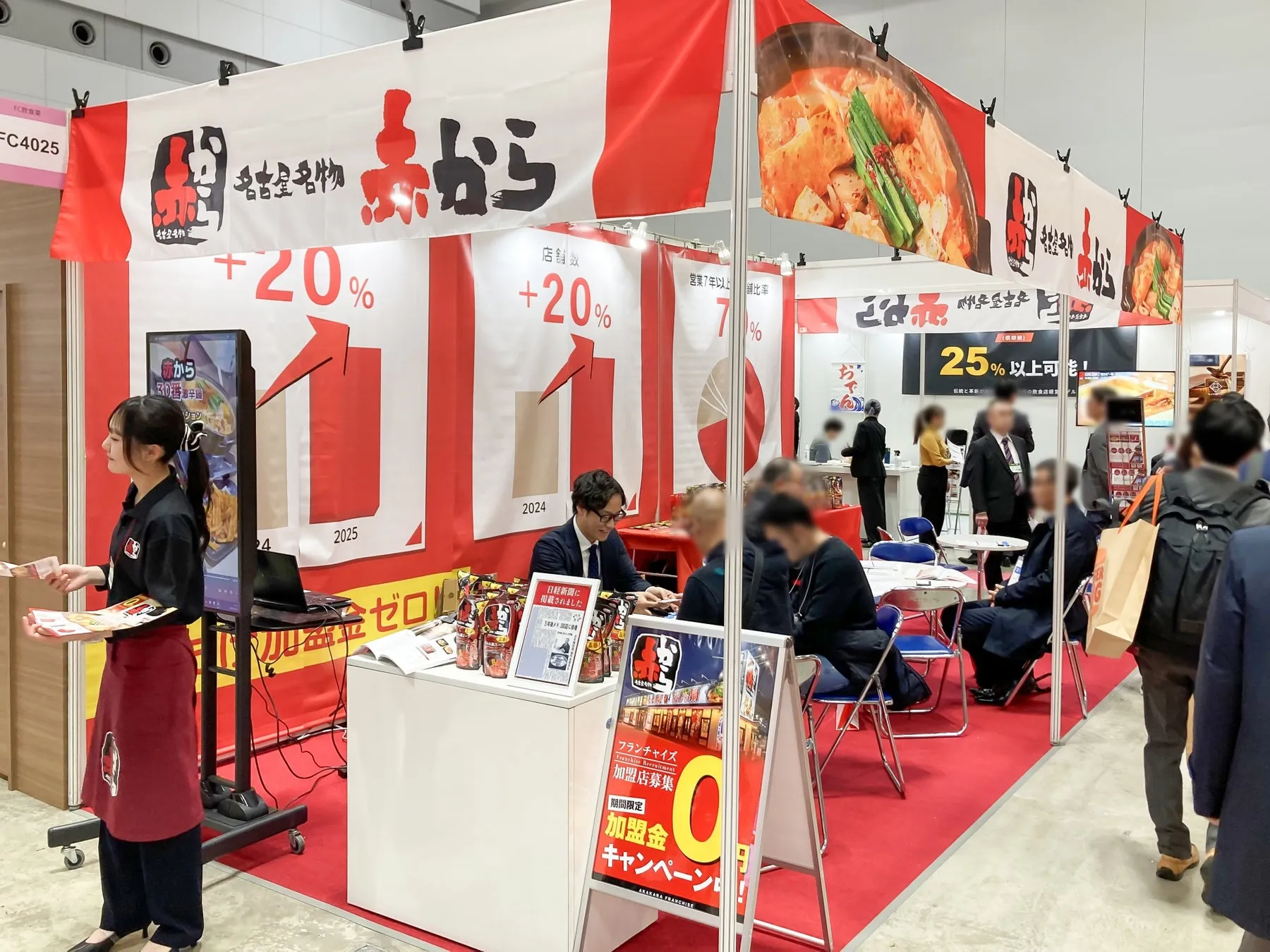 赤から鍋のシズル感ある写真と「加盟金0円」の文字