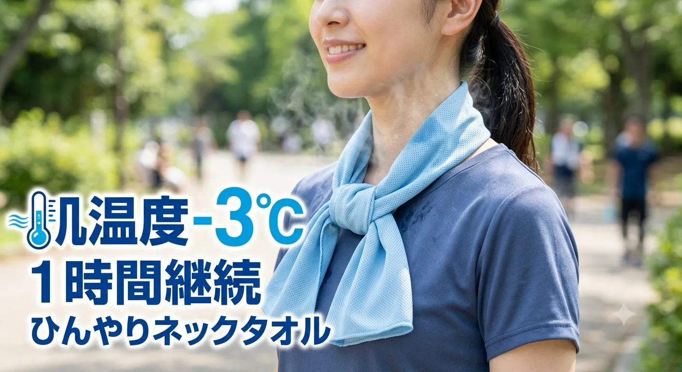 ひんやりネックタオルと室内BBQのイメージ