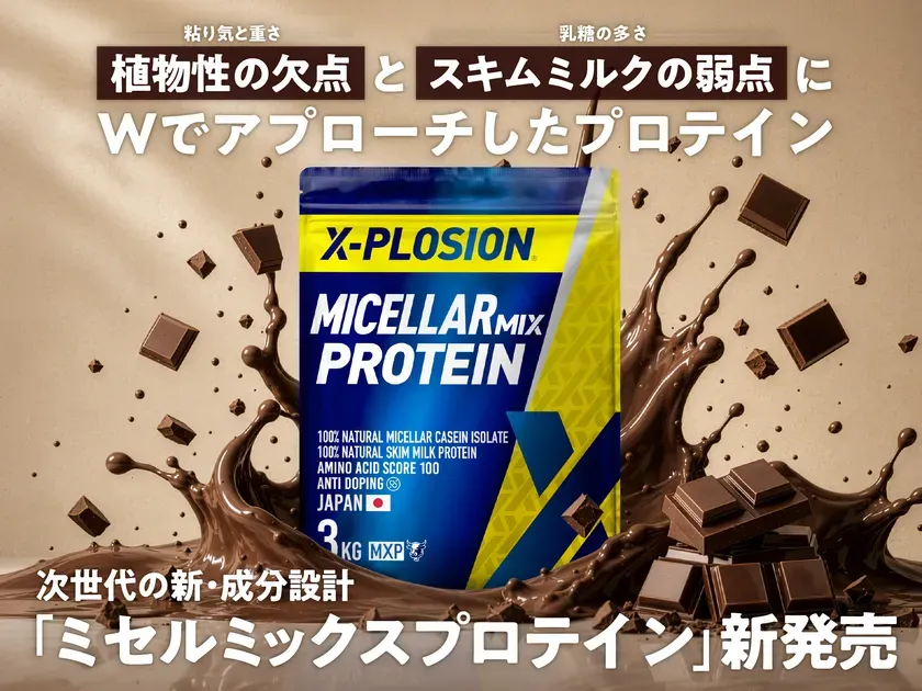 チョコレート味のプロテインが飛び散る背景